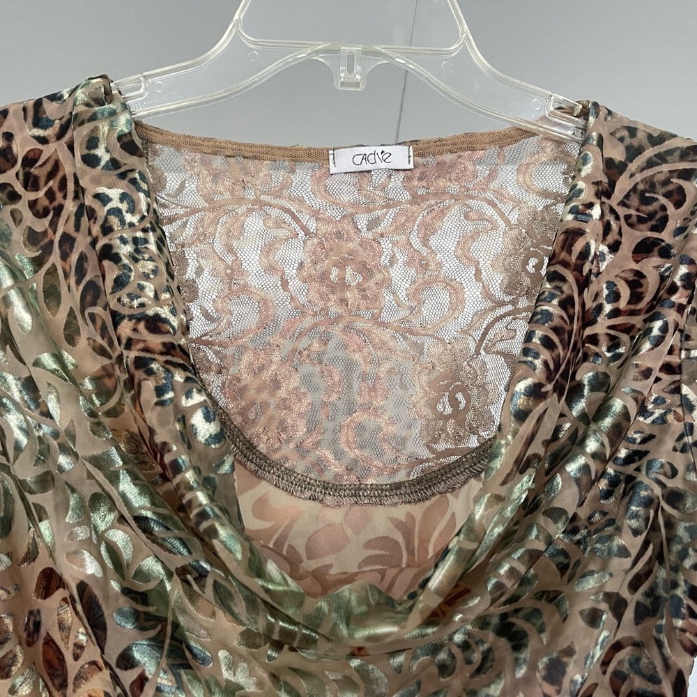 Cache Long Sleeve Top Velour Plant Print - Size Medium M - Picture 6 of 9